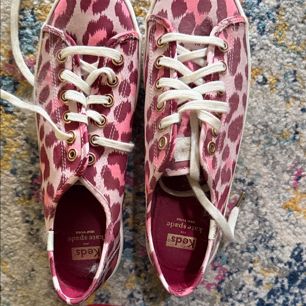 kate spade pink leopard print canvas sneakers